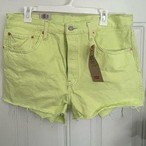 Levi’s Neon Green 501 High Rise Shorts
